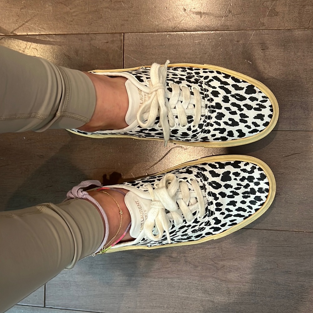 Saint Laurent black and white leather sneakers 38.5